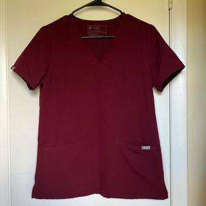 Small/Petite FIGS scrub top and bottoms, maroon